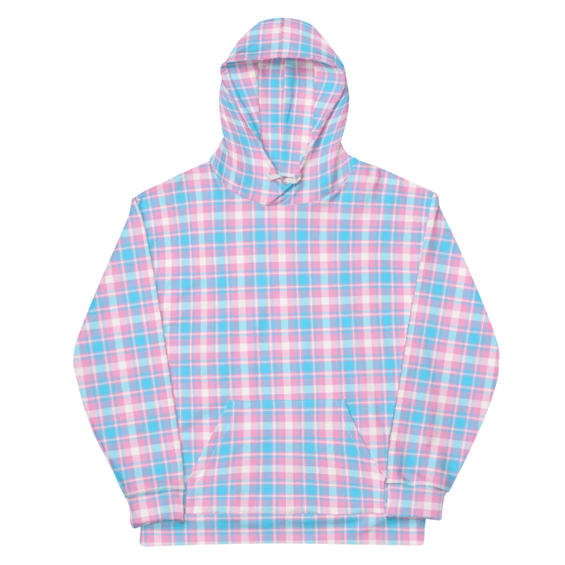 Baby Blue, Pink, and White Plaid Hoodie product image (6)