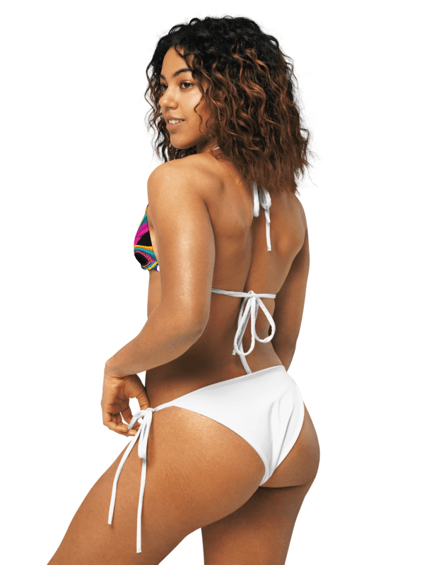 Low Rise Cheeky String Bikini, Mardi Gras Top, White Bottoms product image (5)