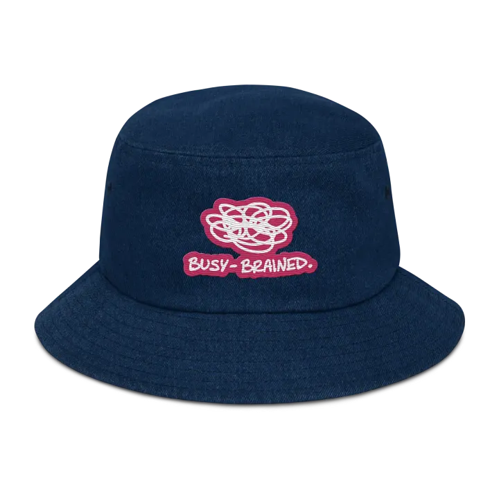BUSY-BRAINED (pink bubble design 2) denim bucket hat product image (1)
