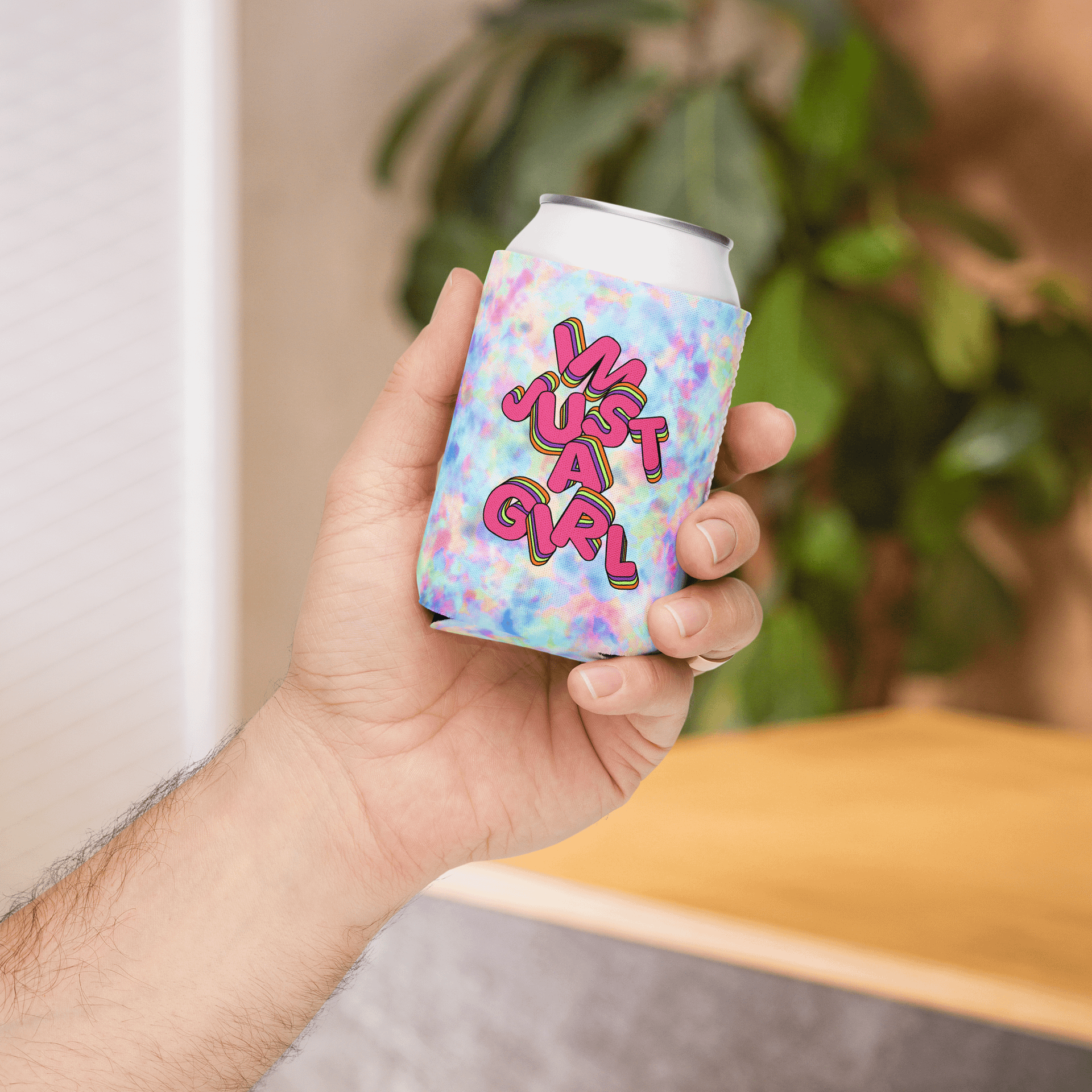 "I'm just a girl" Pastel Tie-Dye Coozie product image (4)