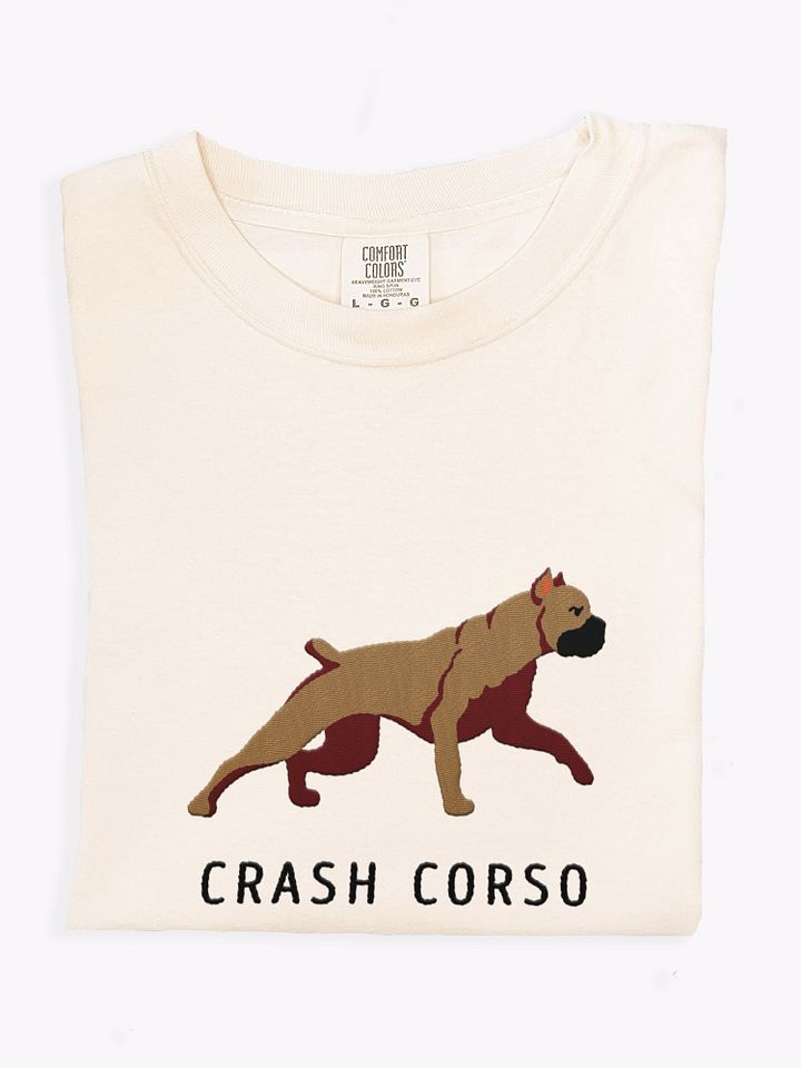 Crash Corso T-Shirt(Embroidered) of a Cane Corso(Tan) product image (1)