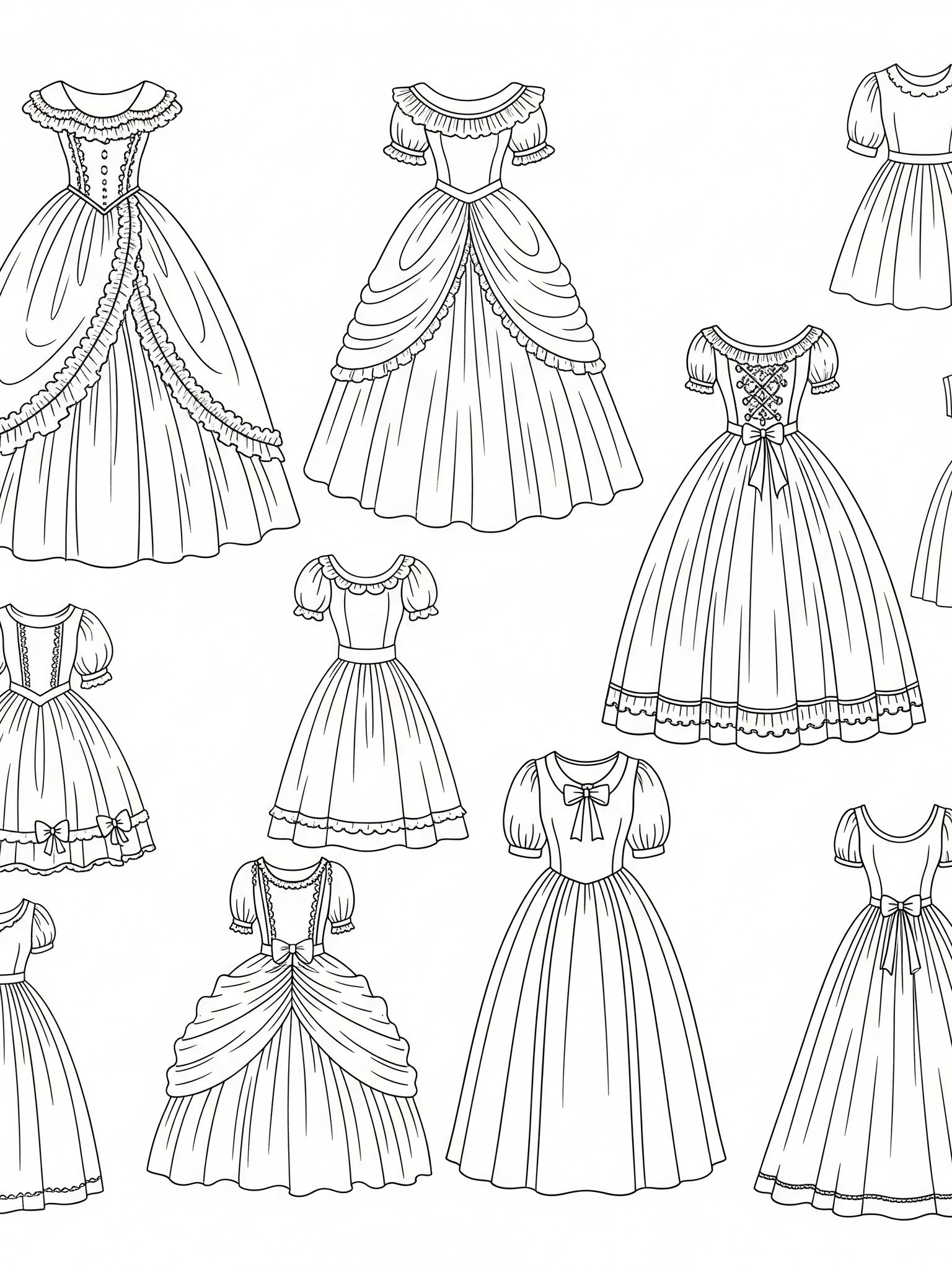 Dresses Colouring Pages, Printing Coloring Pages, Cute and Beautiful Dresses product image (2)