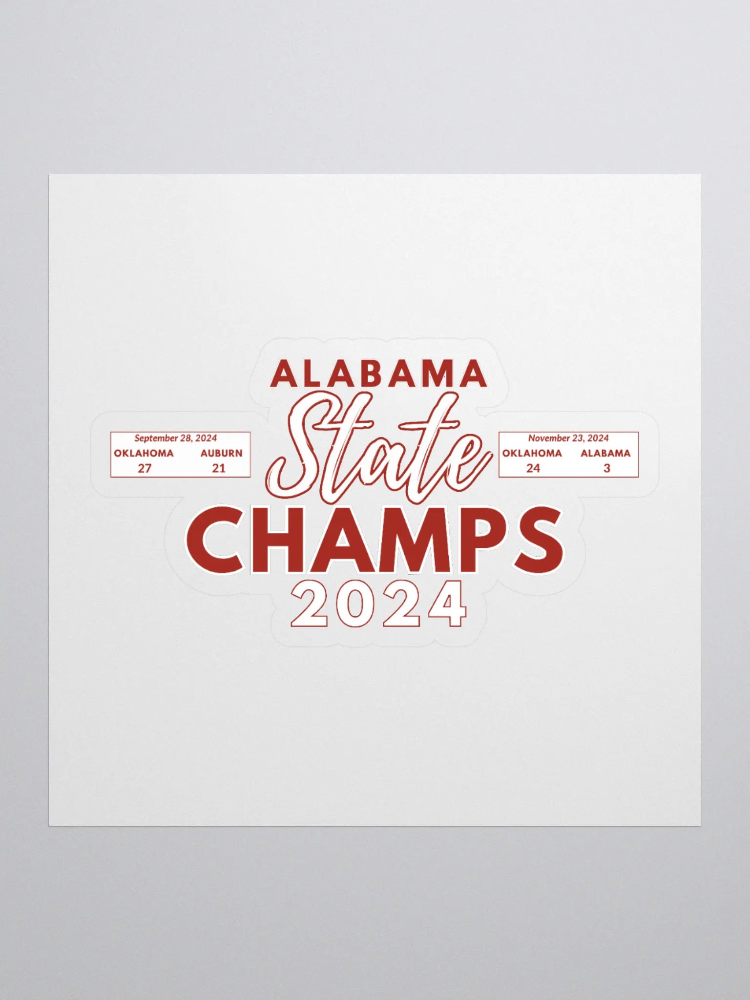 Alabama State Champs 2024 Kiss Cut Stickers product image (1)