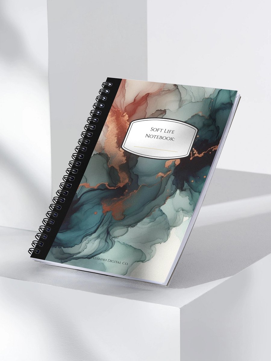 Soft Life Lined Notebook – Teal & Rust Abstract Marble Cover product image (4)