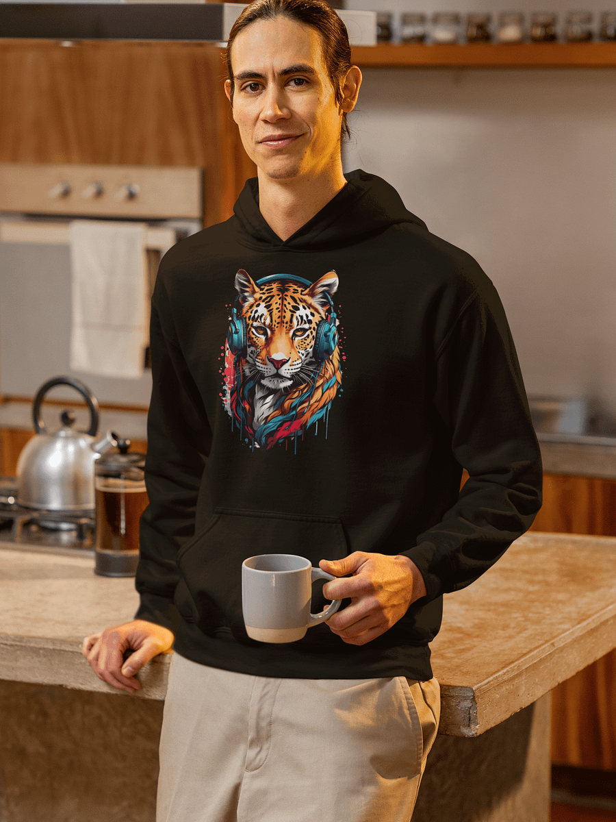 Chill Cat Vibes: Leopard Headphones Hoodie product image (25)