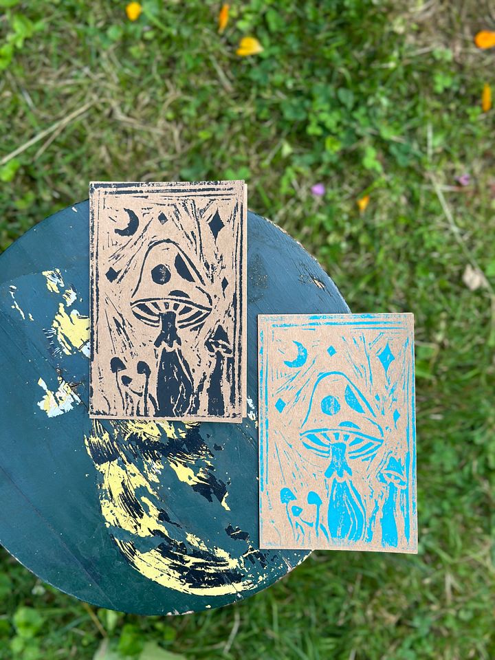 Mushroom Block Print Greeting Card (Blank) product image (1)