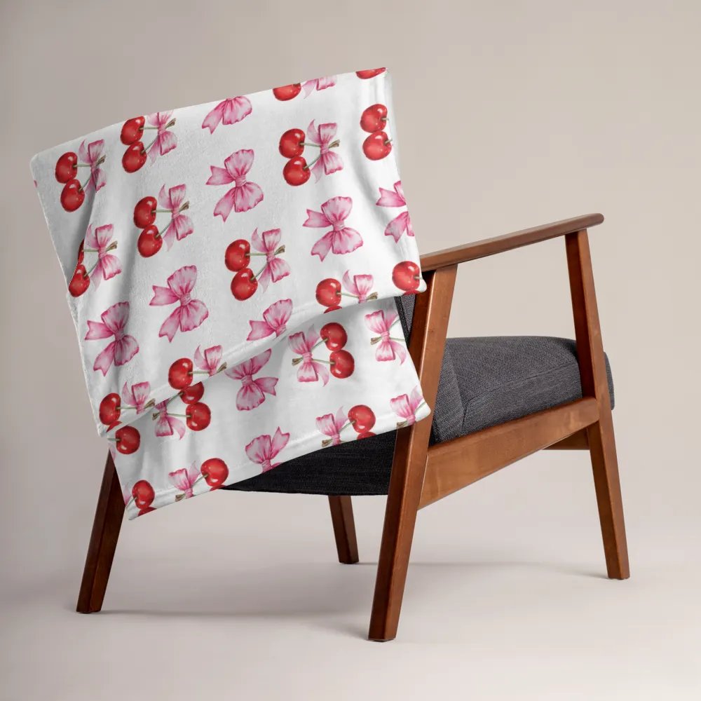 Pink Bows and Cherries Throw Blanket - Cute and Cozy Decor product image (3)