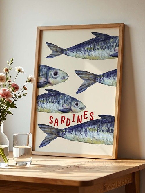 Sardine Wall Art Sardines Tin Fish Poster Colorful Kitchen Print product image (5)