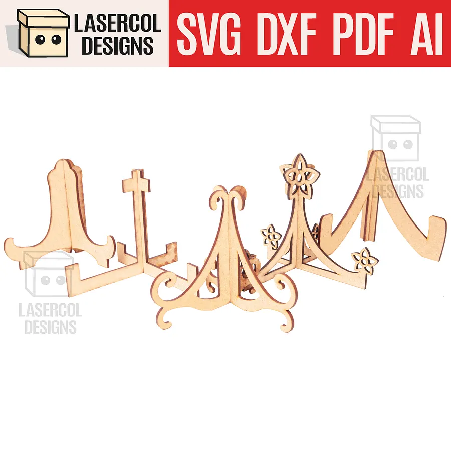 Easel Plate Stand Bundle (Set 1-2-3-4) - Laser Cut Files product image (6)