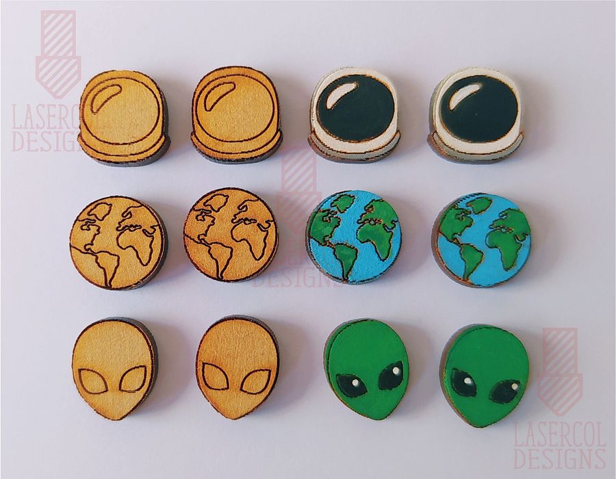 Space Cut Outs and Stud Earrings - Laser Cut Files product image (8)