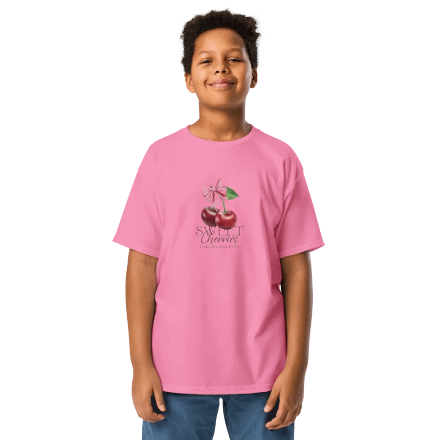 Kids T-Shirt Cherries Pink Bow product image (1)