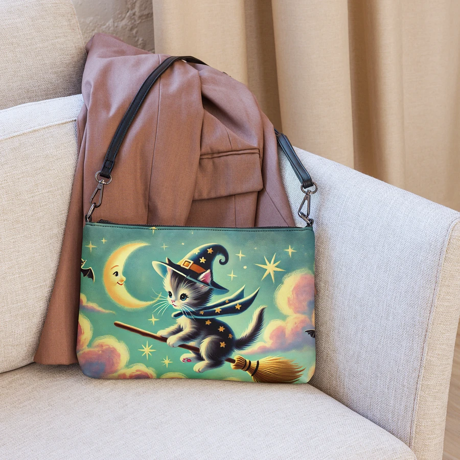 Kitten Witch on Broomstick Crossbody Bag - Halloween Purse product image (6)