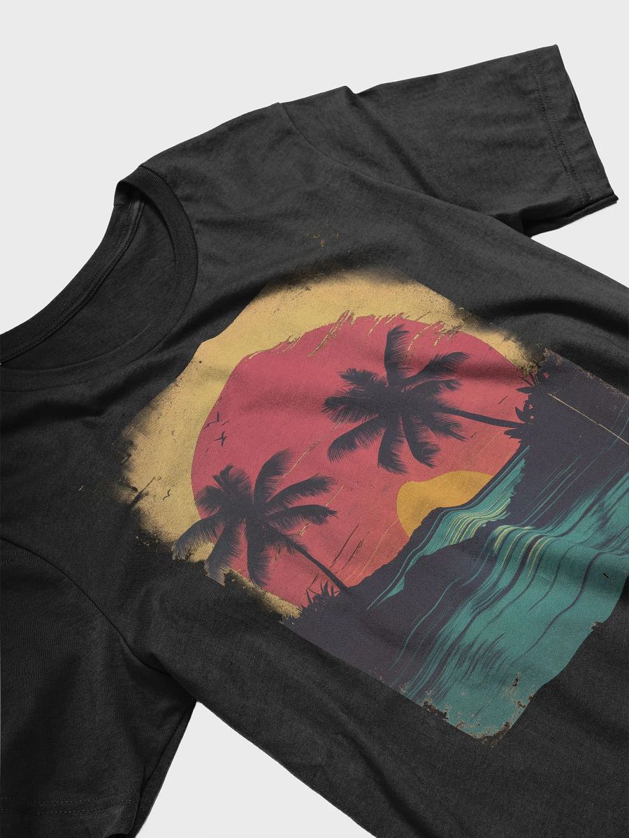 Retro Tropical Sunset (Black/White T-shirt) product image (3)