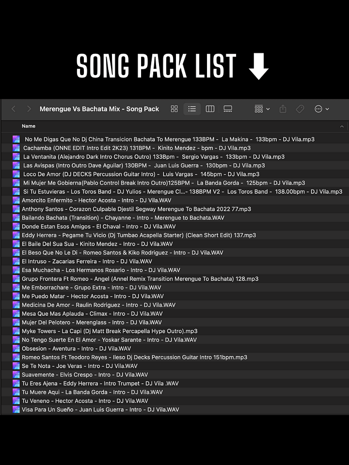 Merengue & Bachata Mix - Song Pack/Paquete de Canciones (32 Songs/Canciones) product image (2)