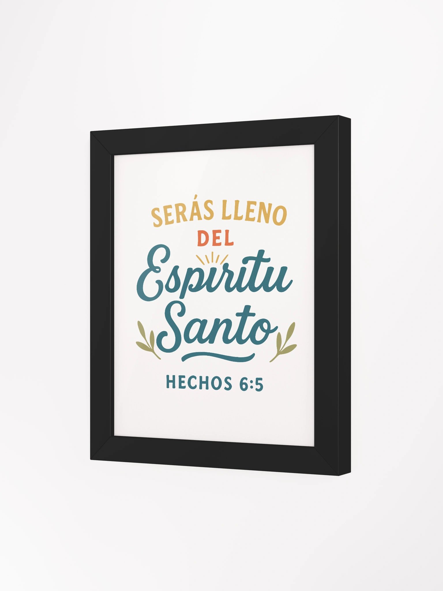 Framed Christian Poster – “Serás Lleno del Espíritu Santo” – Spanish Acts 6:5 (inches) product image (3)