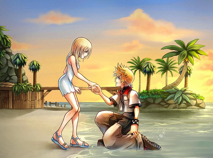 Poster of Kingdom Hearts 2 Ending Roxas and Namine product image (1)