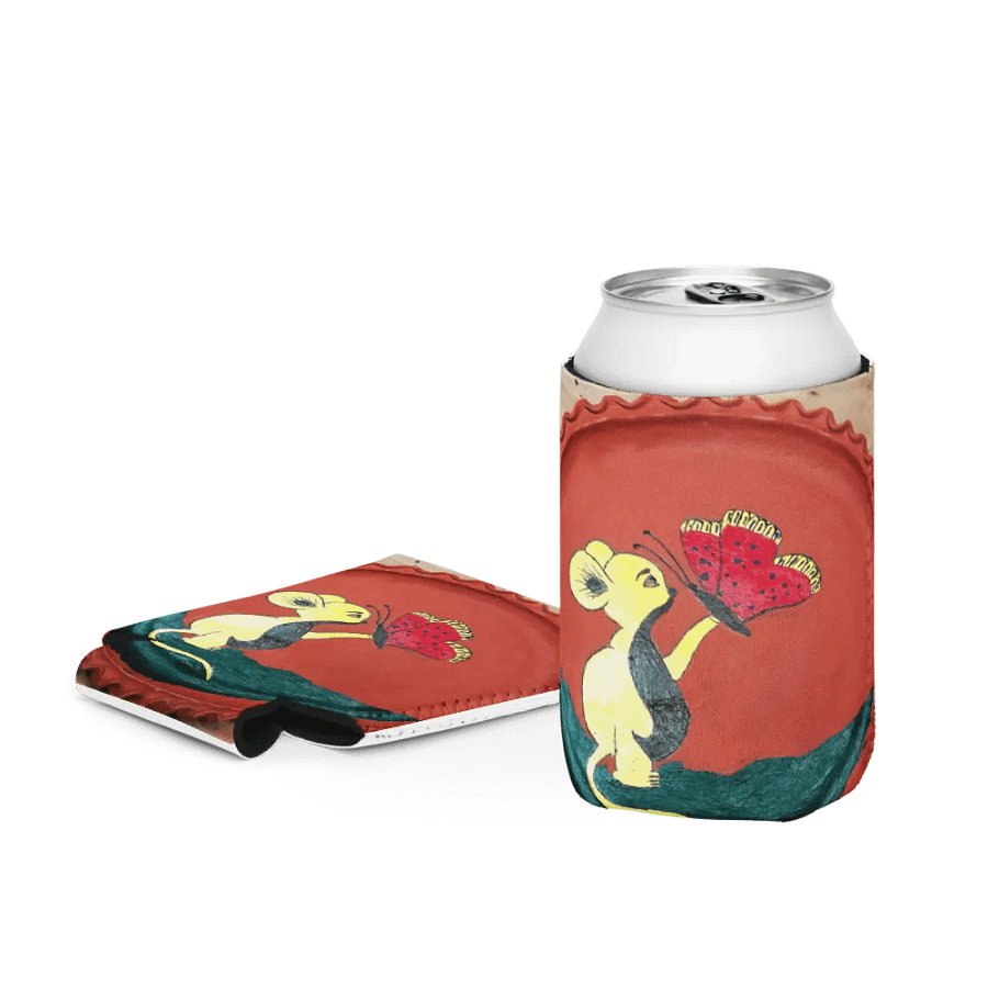 Whimsical Mouse and Butterfly Can Cooler product image (4)