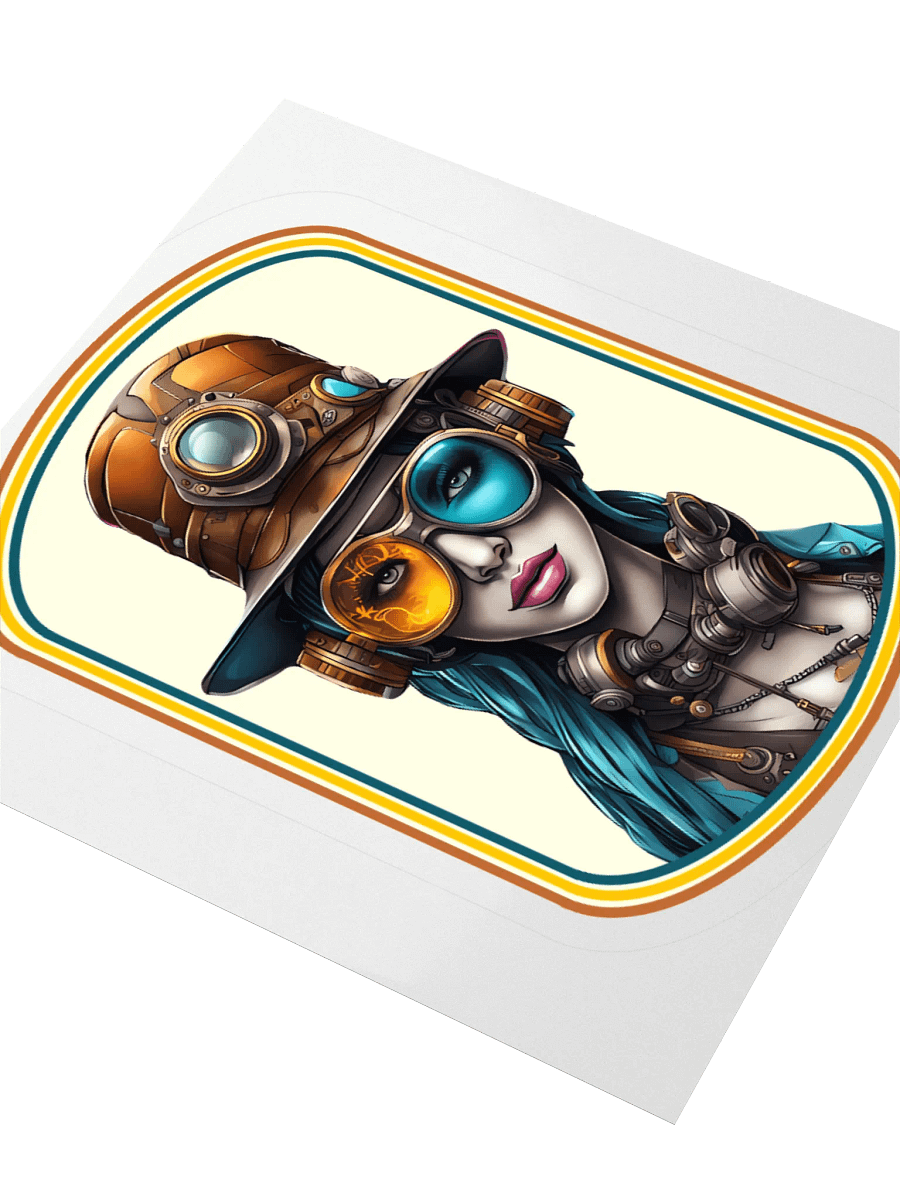 Fire & Ice Goggle Girl Steampunk Style Kiss Cut Sticker product image (10)