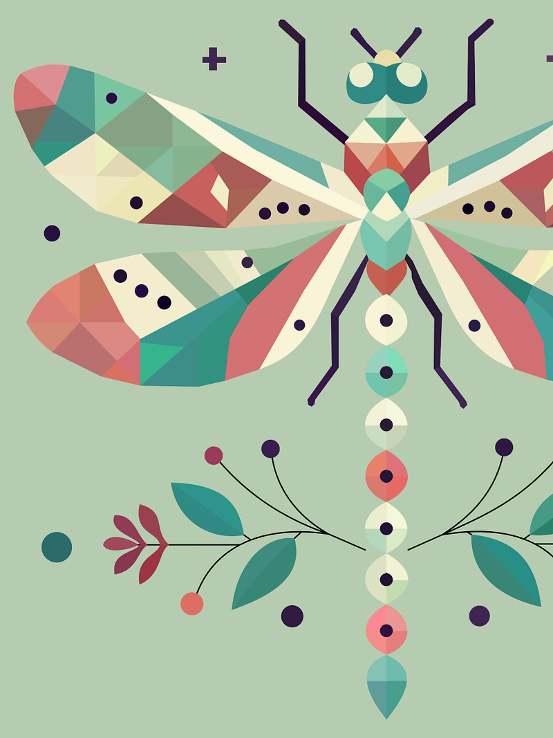 Free Geometric Dragonfly PNG Art - Transparent Background, Low Poly Insect Illustration