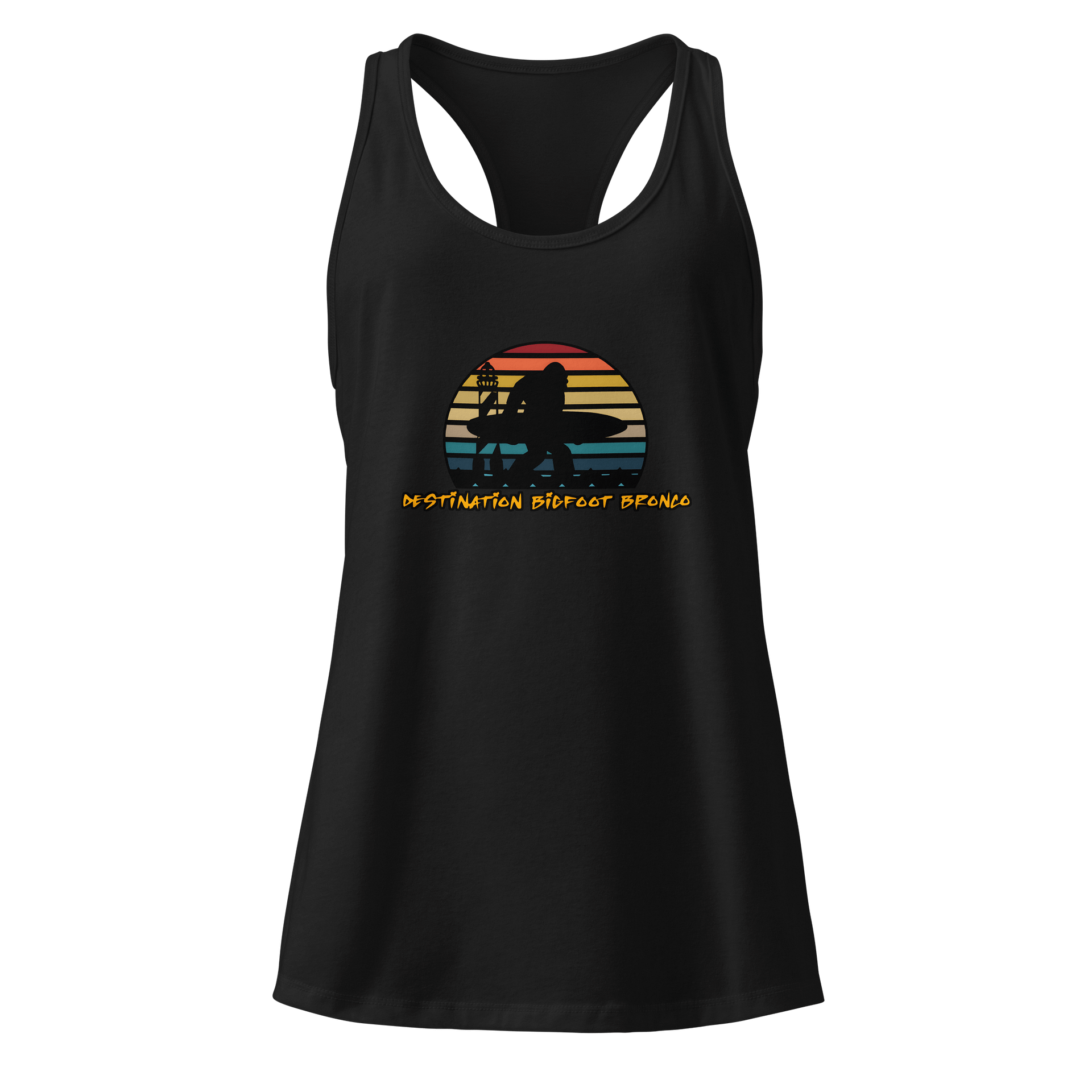Destination Bigfoot Bronco Classic Logo Next Level Women's Racerback Tank Top (Multi Color Options) product image (1)