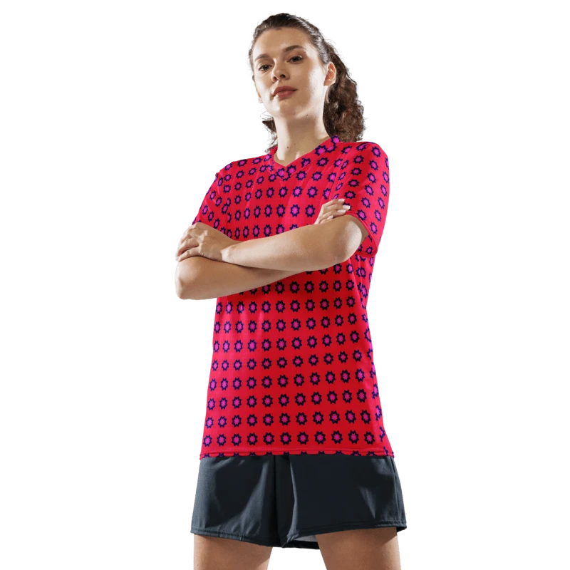 Abstract Red Unisex V Neck Sports Jersey product image (21)
