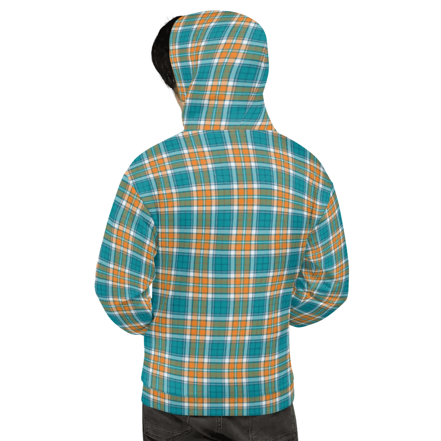 Turquoise and Orange Sporty Plaid Hoodie product image (9)