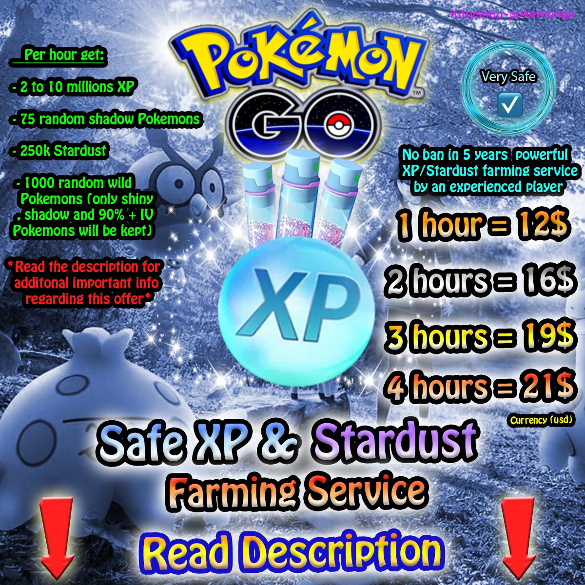 🔵 XP/Stardust Farming Service Price Chart product image (1)