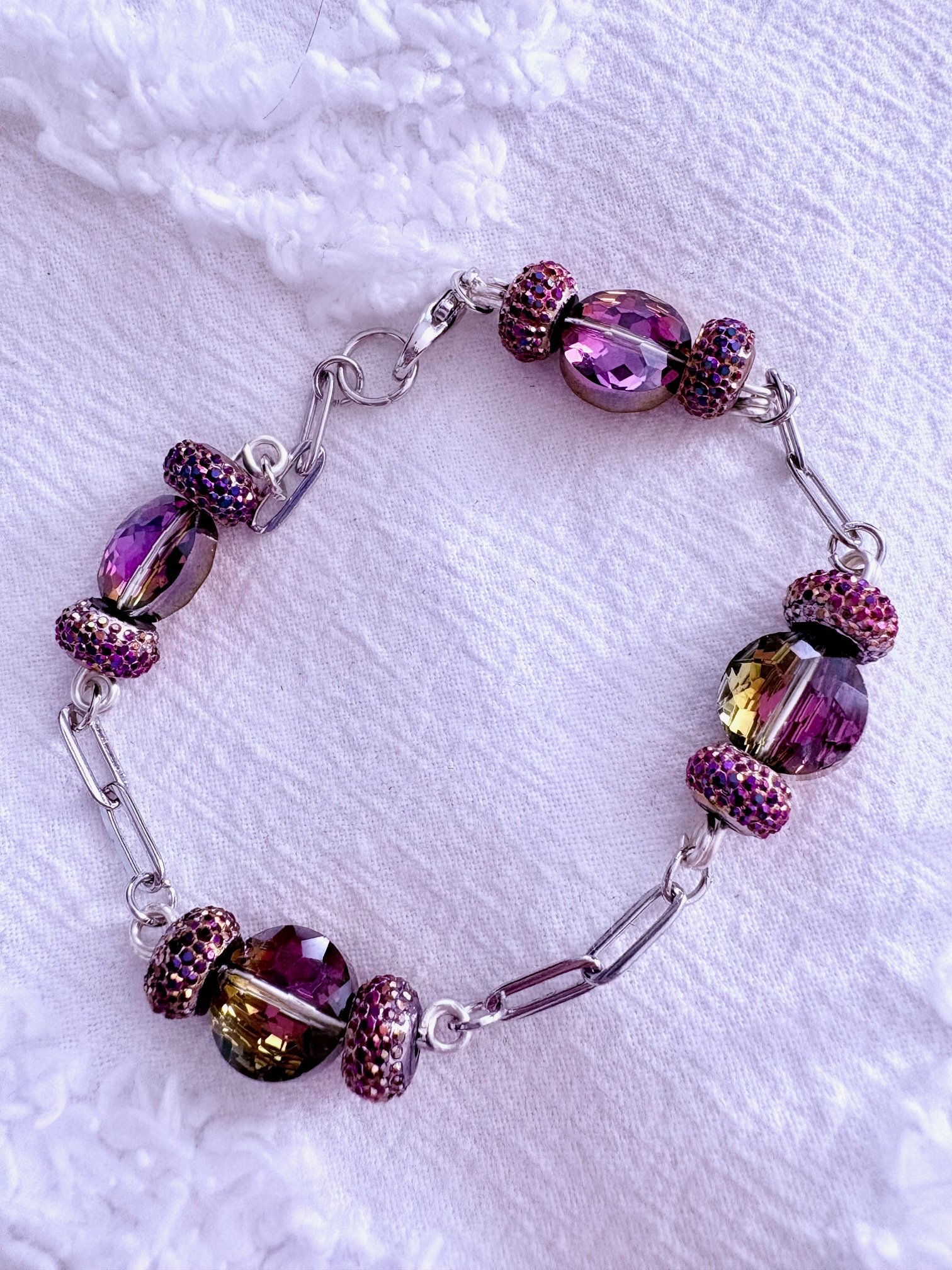 MFD-00273 | Amethyst-Esque Bracelet | Wire Wrapped Links | by Monique Faella Designs™ product image (1)