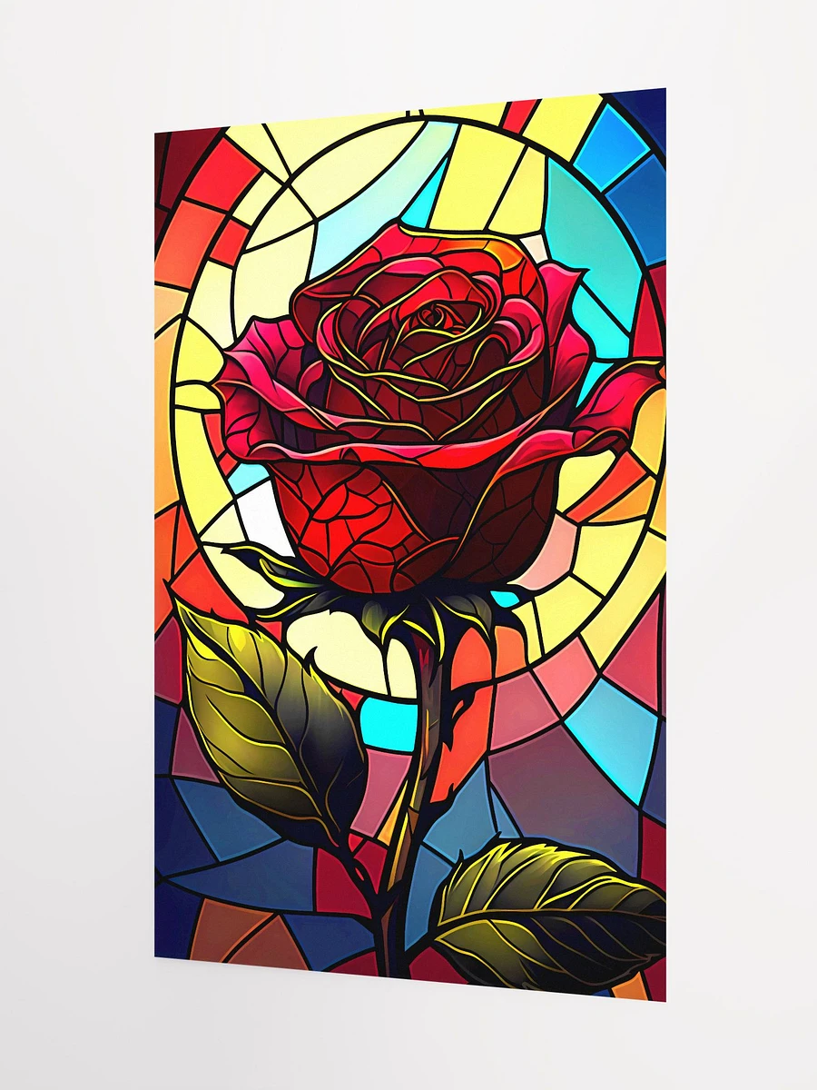 Radiant Crimson Rose Stained Glass Art Poster: A Modern Take on Classic Beauty Matte Poster product image (5)