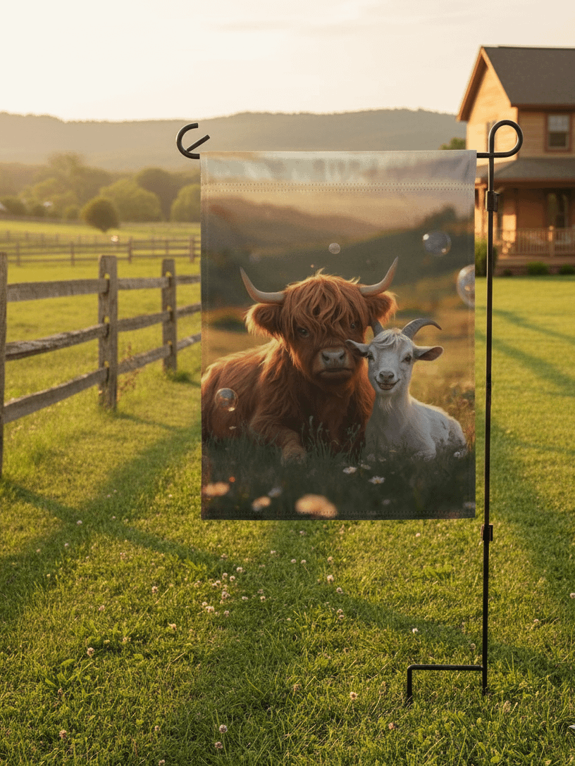 Highland Hugs and Giggles Farm Flag product image (1)