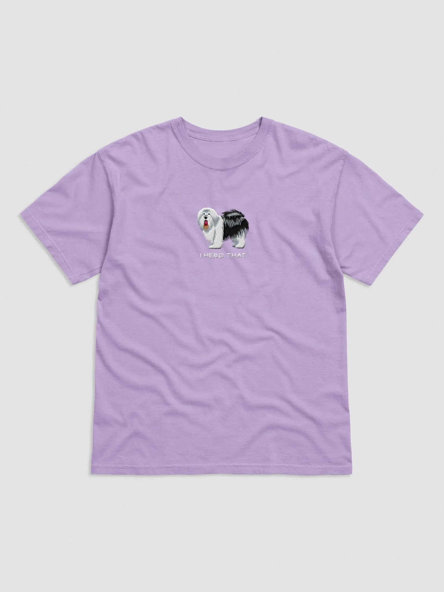 I Herd That T-Shirt(Embroidered) of an Old English Sheepdog(Black & White) product image (4)
