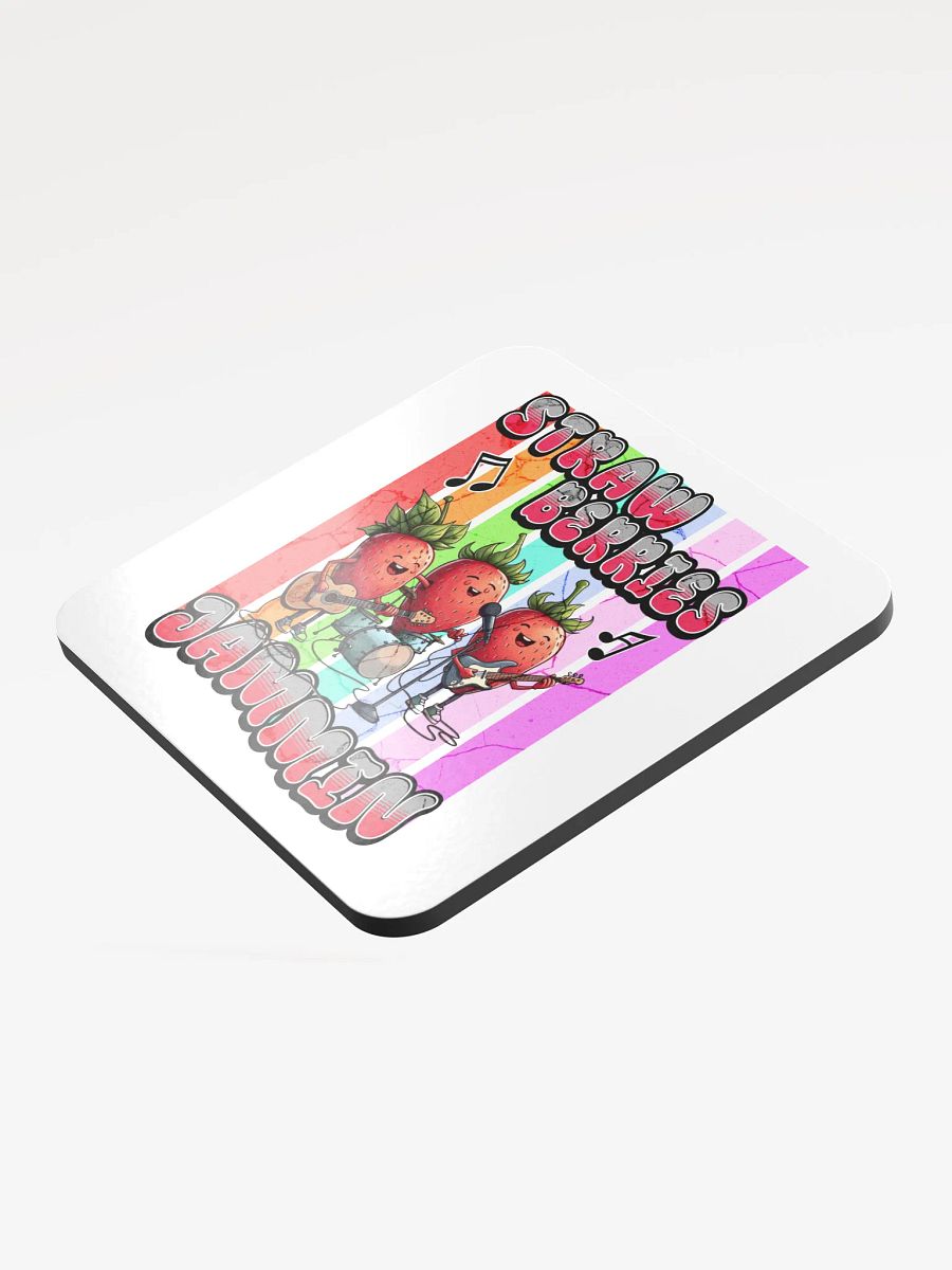 Strawberries Jammin Band Glossed Cork Coaster product image (4)