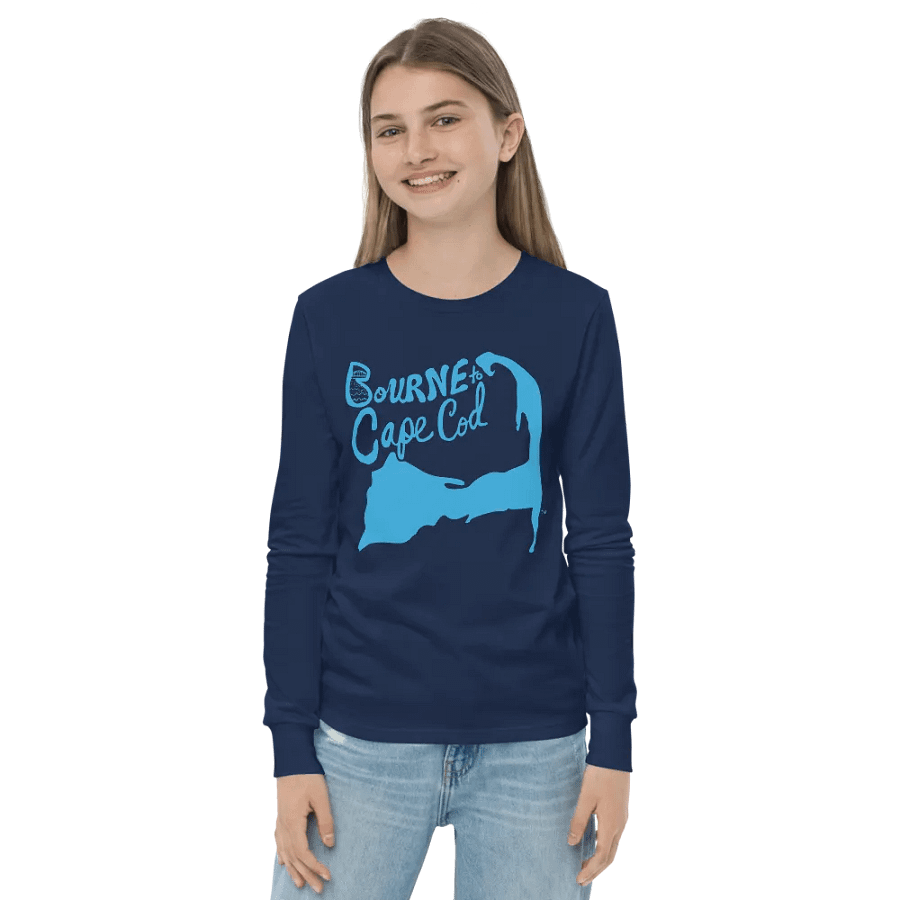 Girls' | BOURNE to Cape Cod™ | Youth Long Sleeve Tee | Coastal Cool for the Next Generation | Blue Logo product image (18)