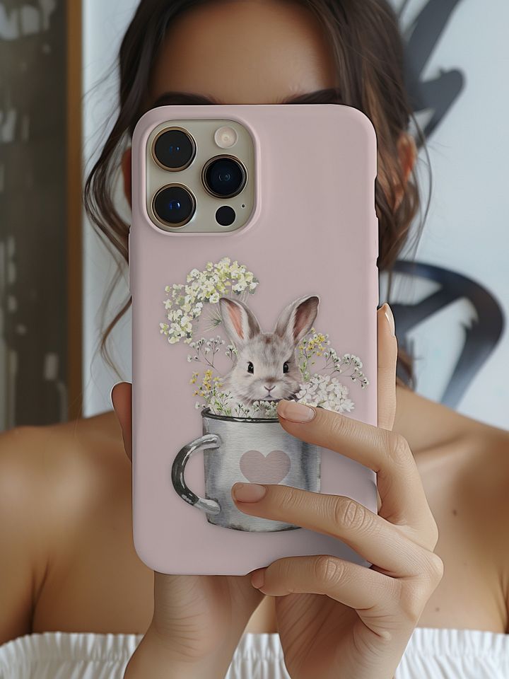 LITTLE BUNNY IN A MUG - BLUSH ROSE - SNAP IPHONE CASE product image (2)