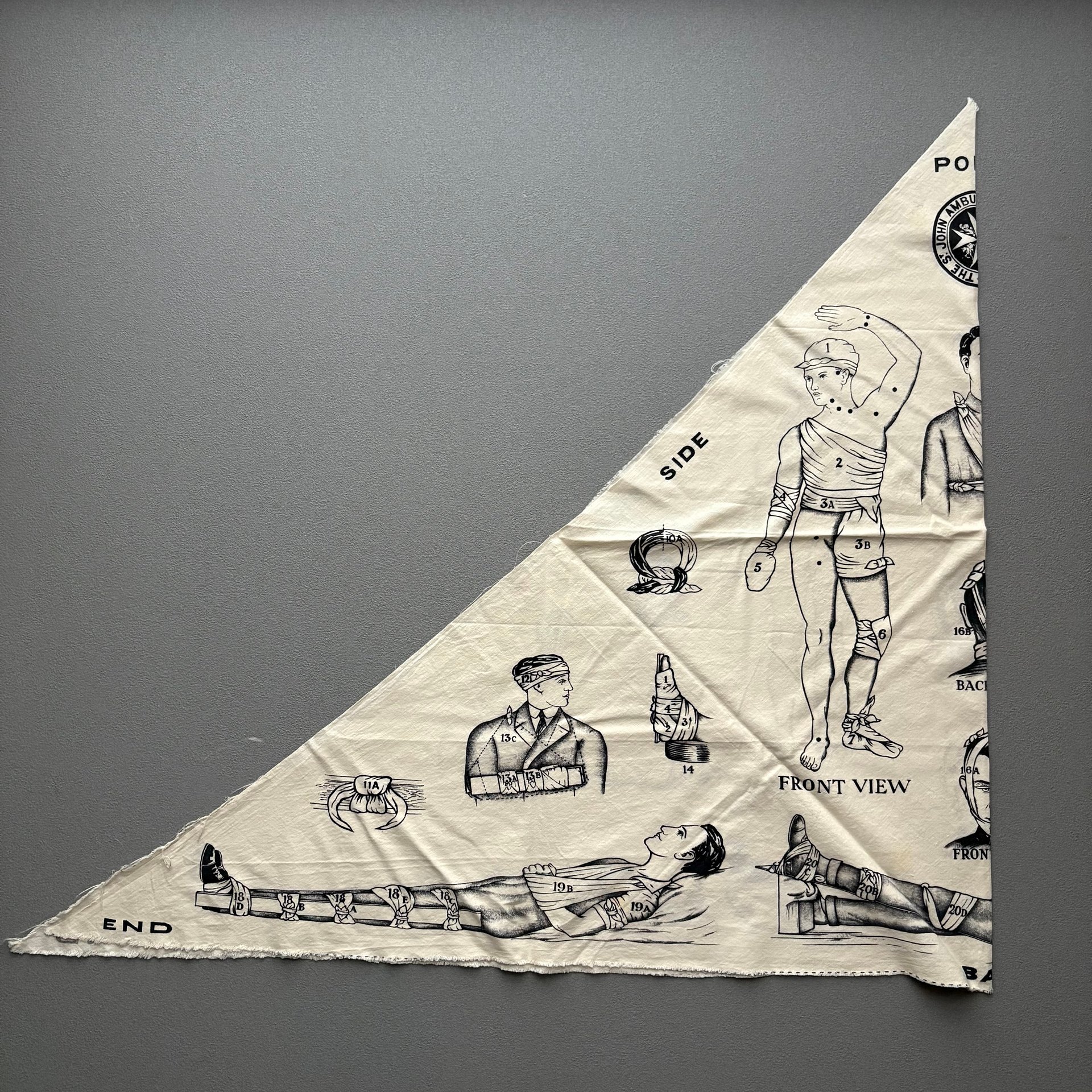 ビンテージ ST JOHN AMBULANCE エスマーチ包帯 バンダナ 三角巾 1910s20s30s40s ホスピタル イギリス軍 バンテージ product image (6)