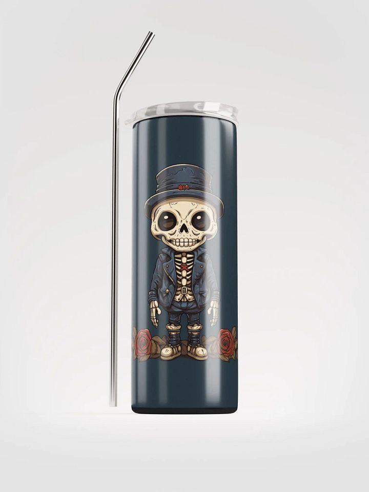 Gothic Valentine's Stainless Steel Tumbler: Skeleton & Roses product image (1)