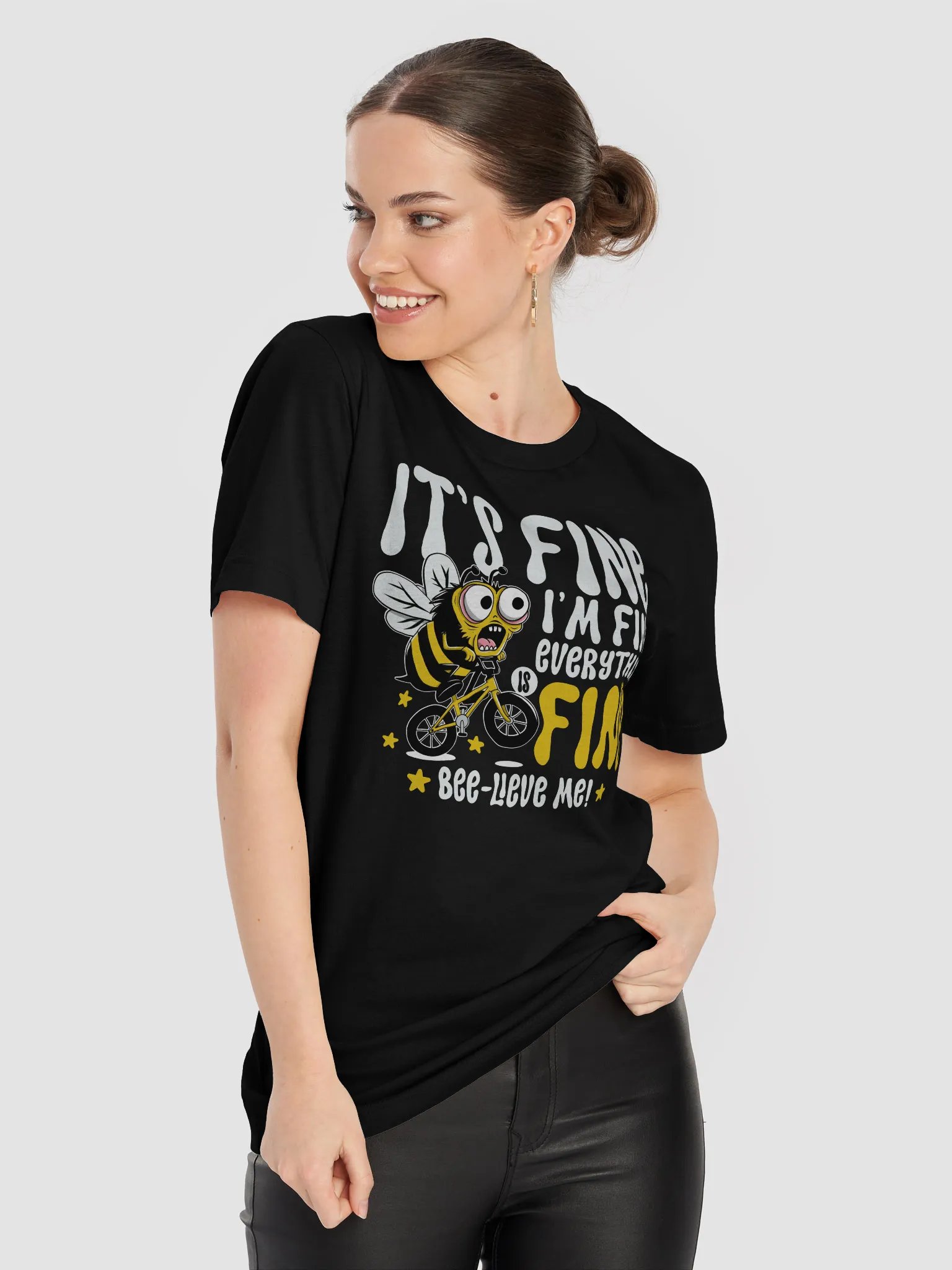 Funny Bee Cycling T-Shirt – “It’s Fine I’m Fine Everything is Fine” | Cute Bee Pun Shirt for Cyclists, Bikers & Anxiety Humor Lovers product image (8)