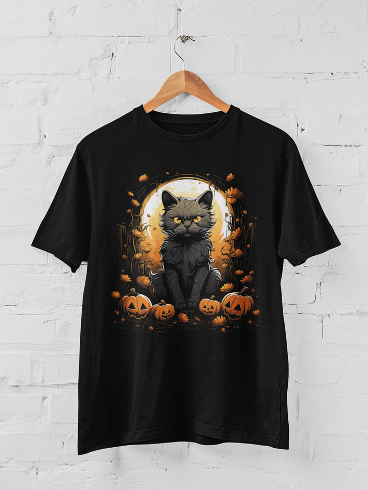 Black Cat Pumpkin Halloween T-shirt product image (1)
