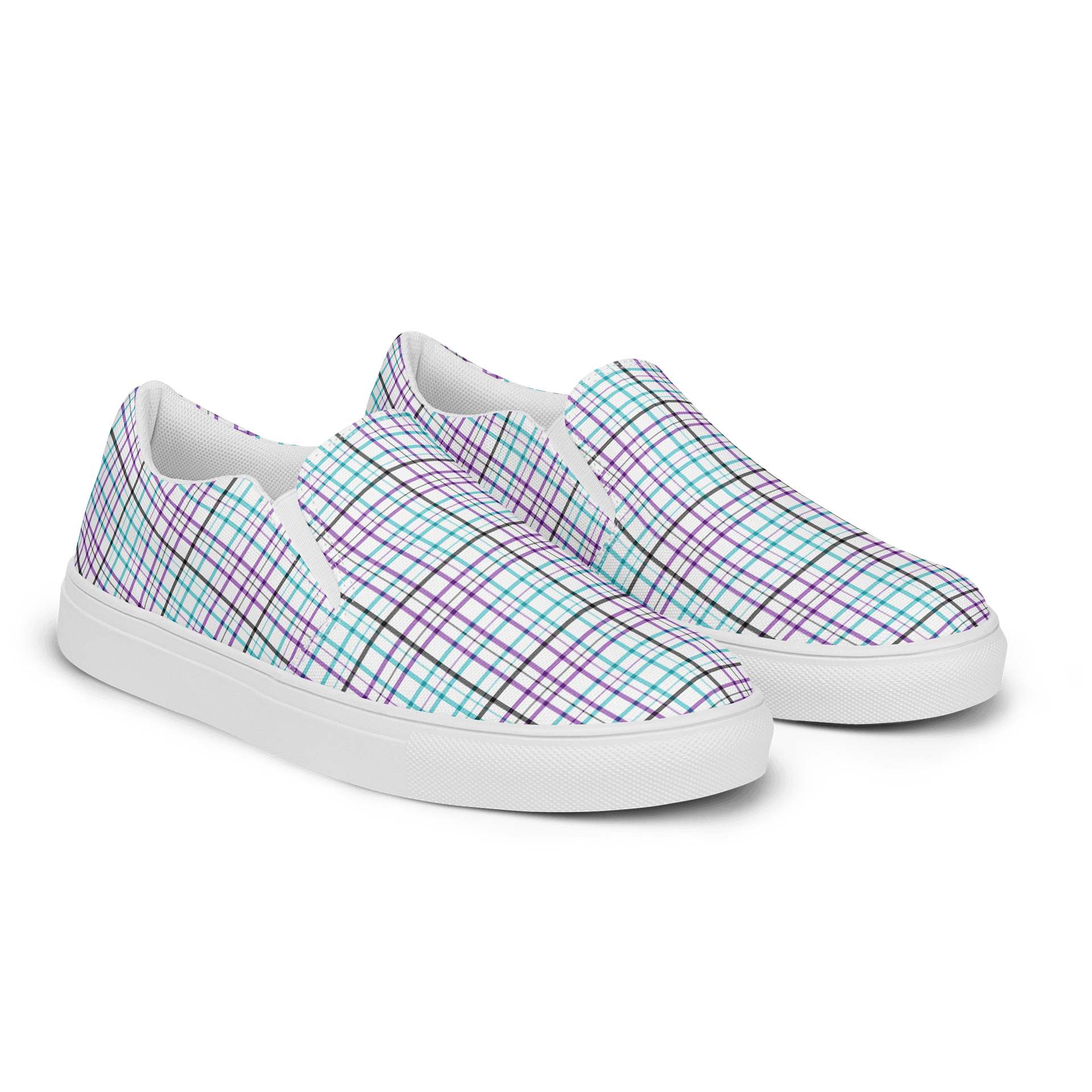 White Plaid Men's Slip-On Shoes product image (2)