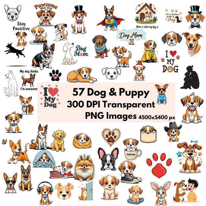 Puppy And Dog Clipart Bundle product image (1)