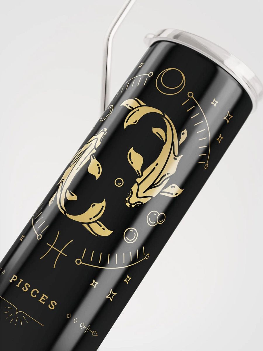 Pisces Zodiac Stainless Steel Tumbler: Radiant Gold Elegance for Astrology Aficionados! ✨♓ product image (5)