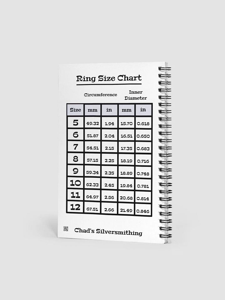 Silversmithing Sketchbook with Ring Size Formula product image (2)