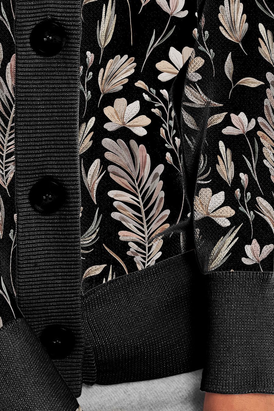 Grey Brown Leaf Cardigan Sweater product image (12)