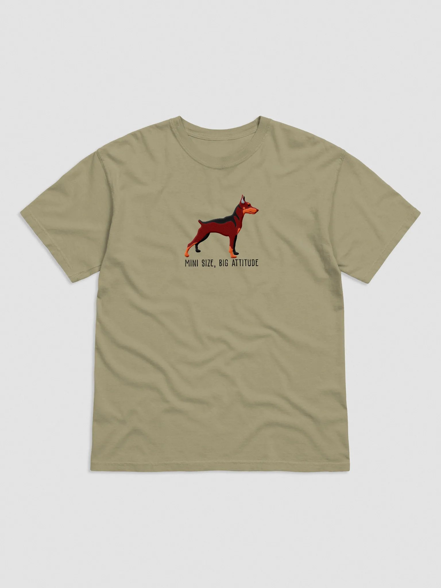 Mini Size, Big Attitude T-Shirt(Embroidered) of a Mini Pinscher(Red) product image (4)