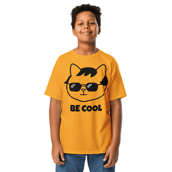 Goromi the Cat in Wig (BE COOL) - Unisex Youth Heavyweight T-shirt product image (1)