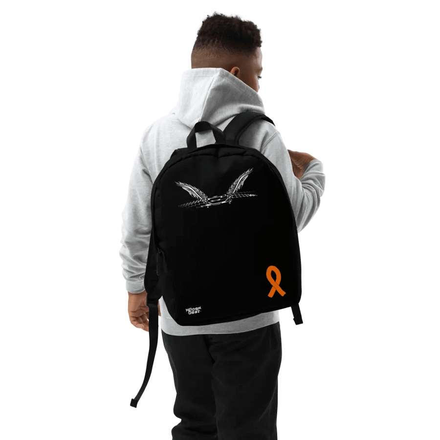 White HApex Gear White Logo Cancer Awareness Orange Ribbon. Black Minimalist Backpack product image (9)