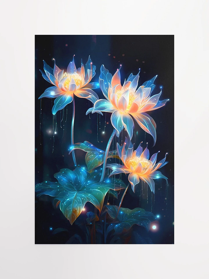 Neon Natura: Illuminated Aquatic Flowers Art Print Matte Poster product image (2)