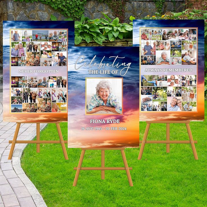 Magic Sky Funeral Photo Collage Sign Set Canva Template product image (2)