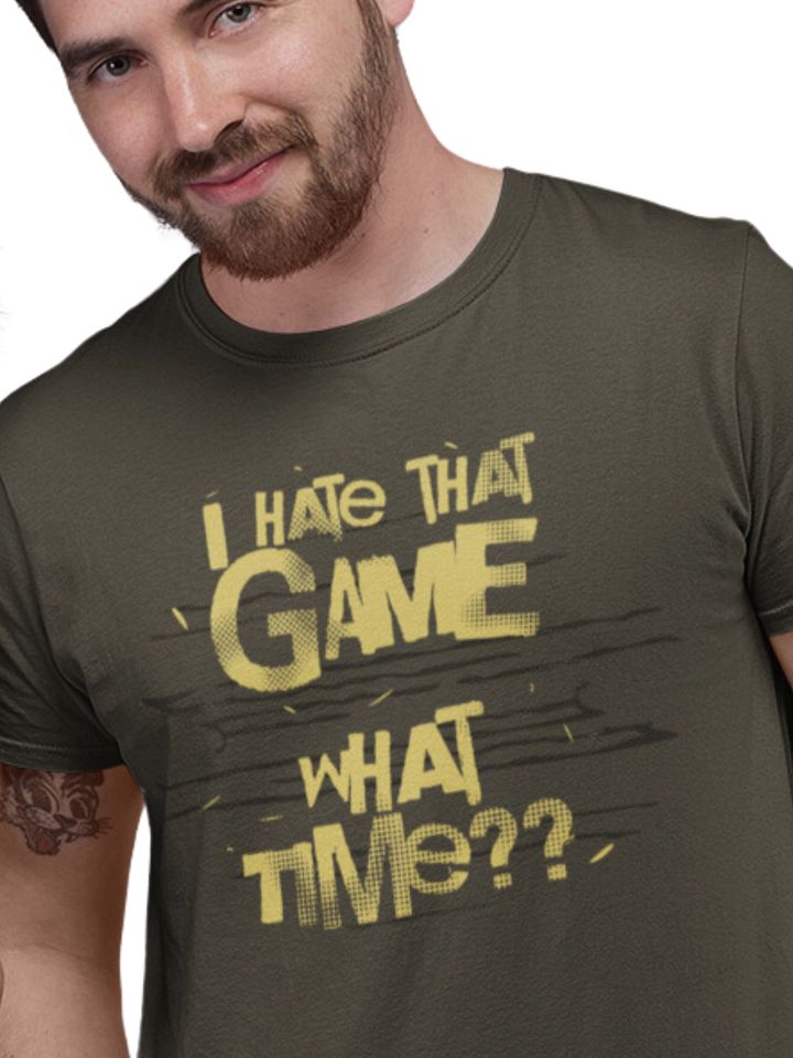 Funny Board Game Addict Shirt, Unisex Army T-shirt for Board Gamers, I Hate That Game What Time? product image (1)