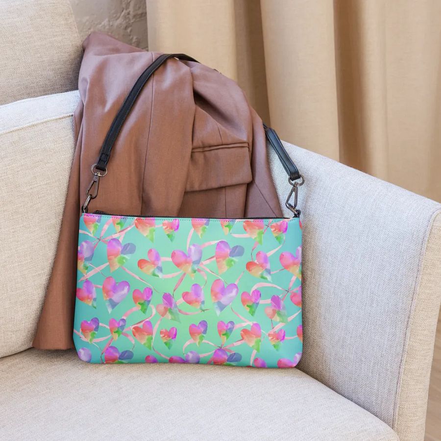 Whimsical Hearts All-Over Print Crossbody Bag for creative ladies and girls product image (6)